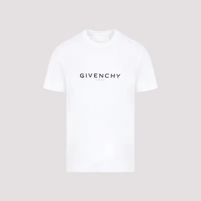 Givenchy White Crewneck T-shirt With Logo Print In Cotton Man