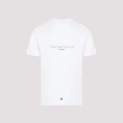 Givenchy White Crewneck T-shirt With Logo Print In Cotton Man