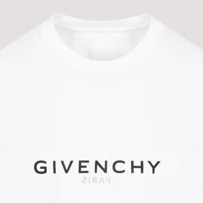 Givenchy White Crewneck T-shirt With Logo Print In Cotton Man