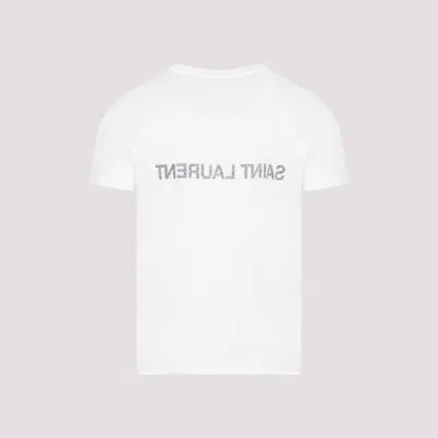 Saint Laurent Reverse Logo T-shirt 'naturel/noir' In White