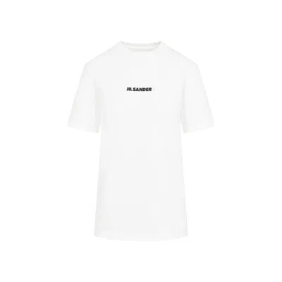 Jil Sander Cotton T-shirt With Front Printed Logo In White