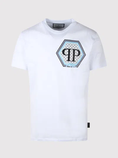 Philipp Plein Short Sleeve T-shirt With Printed Logo In White