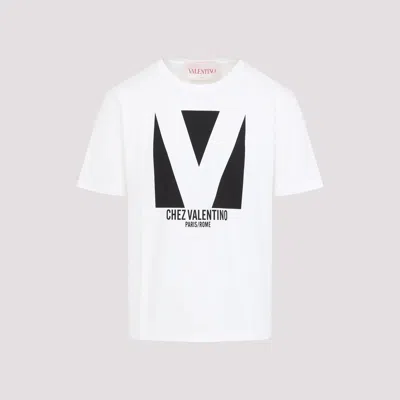 Valentino Mens Avorio Logo-print Crew-neck Cotton-jersey T-shirt In White