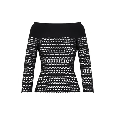 Alaïa Boat Neck Vienne Motif Long Sleeve Top