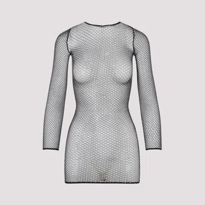 Balenciaga Black Crystal Mesh Mini Top In Black