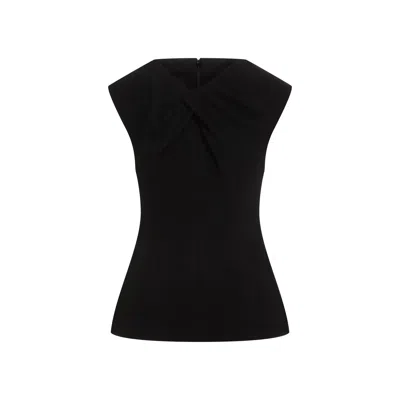 Jil Sander Sleeveless Pleated Neck Top In Black