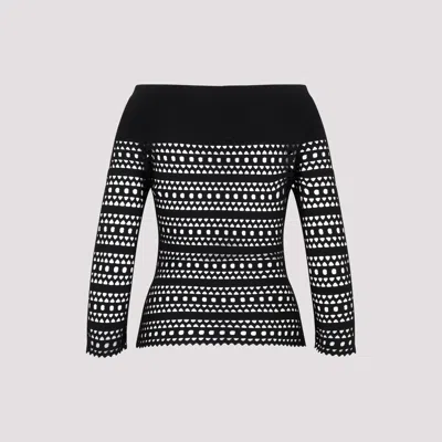 Alaïa Boat Neck Vienne Motif Long Sleeve Top