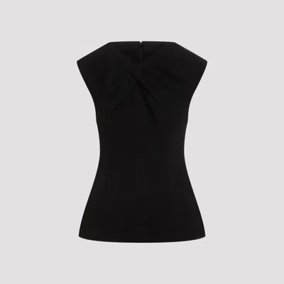 Jil Sander Sleeveless Pleated Neck Top In Black