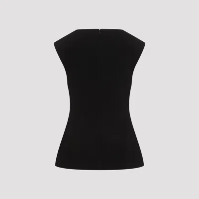 Jil Sander Sleeveless Pleated Neck Top In Black