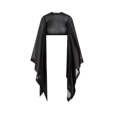 Rick Owens Black Cotton And Silk Crop Top Tops Black In Black