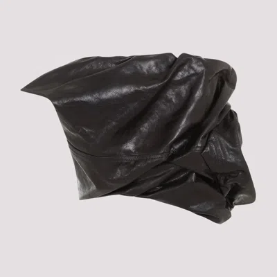 Rick Owens Black Draper Bustier Calf Leather Top