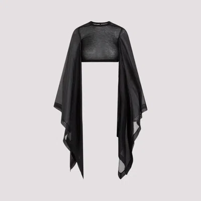 Rick Owens Black Cotton And Silk Crop Top Tops Black In Black