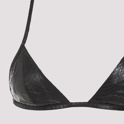 Rick Owens Snake Print Leather Triangle Bra