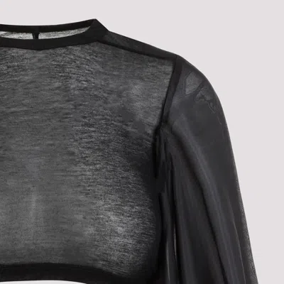 Rick Owens Black Cotton And Silk Crop Top Tops Black In Black