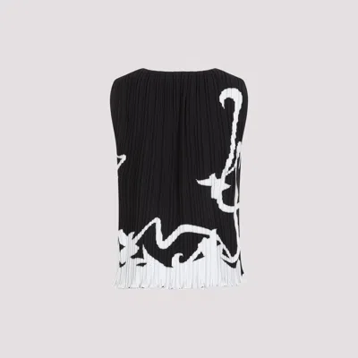 Lanvin Sleeveless Pleated Abstract Pattern Top