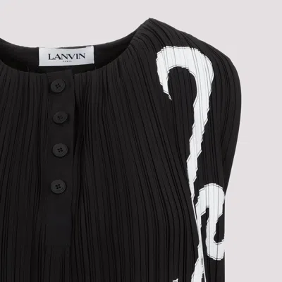 Lanvin Sleeveless Pleated Abstract Pattern Top