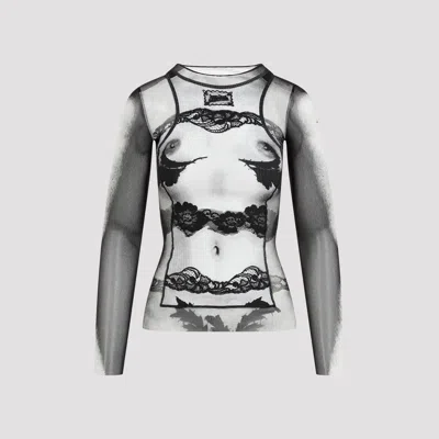 Jean Paul Gaultier Body Lace Mariniere Top In Multi