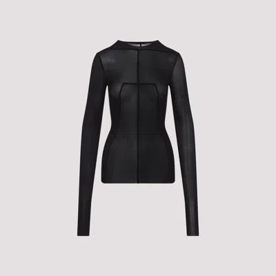 Rick Owens Fitted High Neck Top In Luxurious Cupro-elastane Blend