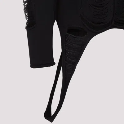 Rick Owens Black Virgin Wool Long-sleeve Top With Asymmetric Hem In Black