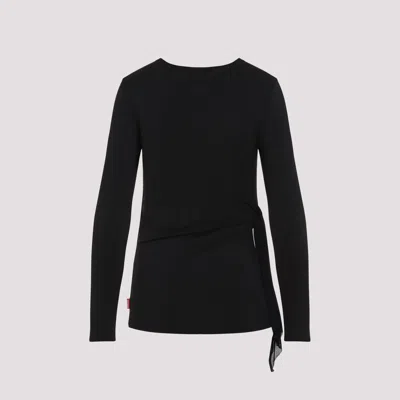 Diesel Draped V-neck Wrap-on Top In Black