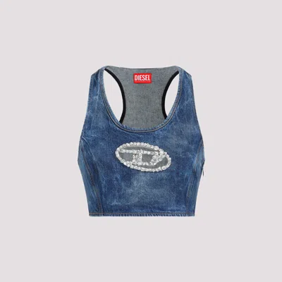 Diesel Embellished Cotton Blend Logo Top