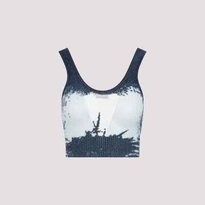 Diesel Cropped Ribbed Tank Top In Blue