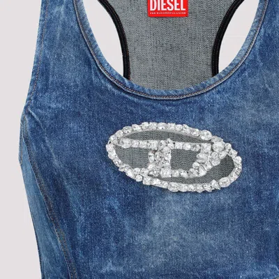 Diesel Embellished Cotton Blend Logo Top