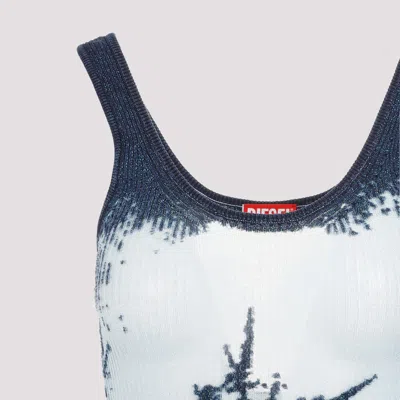 Diesel Cropped Ribbed Tank Top In Blue