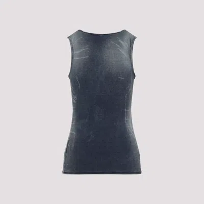 Diesel Ribbed Sleeveless Tank Top With Faded Effect In Blue
