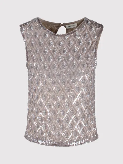P.a.r.o.s.h Parosh Teardrop Closure Sleeveless Top With Sequined Embroidery In Neutral