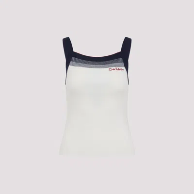 Valentino Sleeveless Knitted Top Striped Detail In White