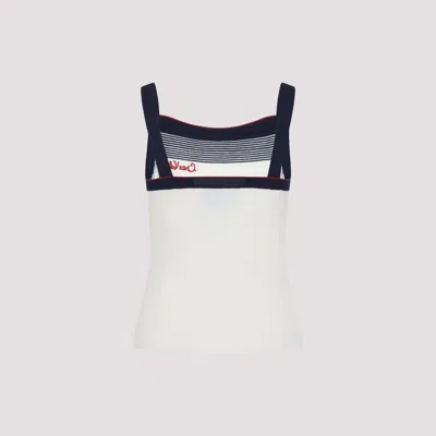 Valentino Sleeveless Knitted Top Striped Detail In White