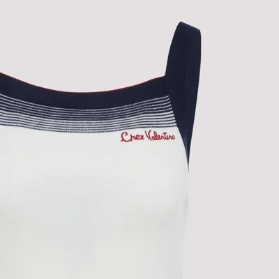 Valentino Sleeveless Knitted Top Striped Detail In White