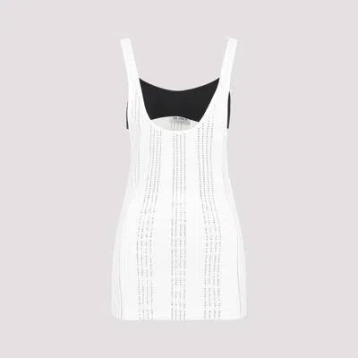 Attico Flat Ribbed Jersey Tank Top In White