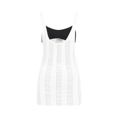 Attico Flat Ribbed Jersey Tank Top In White