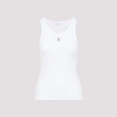 Rabanne Ribbed Cotton Tank Top With Perforated R-logo In White