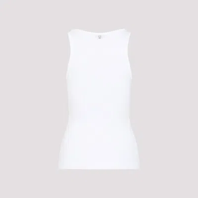 Rabanne Ribbed Cotton Tank Top With Perforated R-logo In White