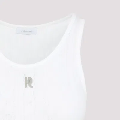 Rabanne Ribbed Cotton Tank Top With Perforated R-logo In White