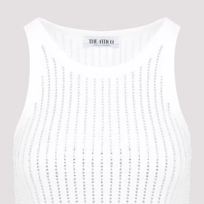 Attico Embellished Cotton Jersey Tank Top In White