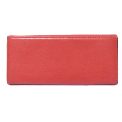 Pre-owned Paul Smith Red Color Leather Long Bill Wallet (tri-fold) ()