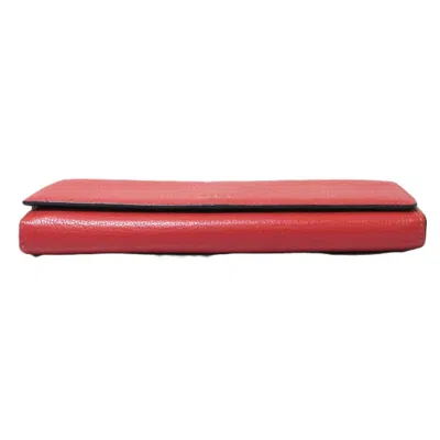 Pre-owned Paul Smith Red Color Leather Long Bill Wallet (tri-fold) ()