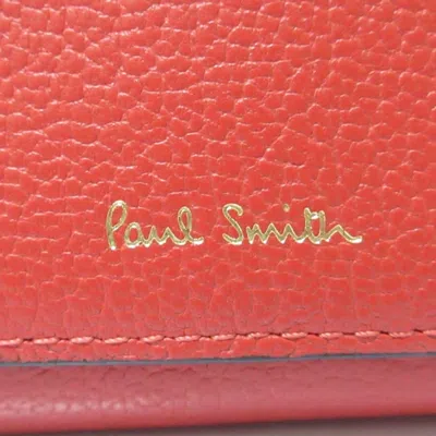 Pre-owned Paul Smith Red Color Leather Long Bill Wallet (tri-fold) ()