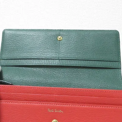 Pre-owned Paul Smith Red Color Leather Long Bill Wallet (tri-fold) ()