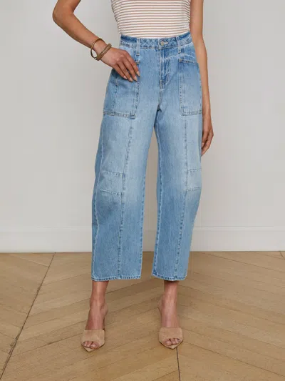 L Agence Cody Cropped Barrel-leg Jean In Blue