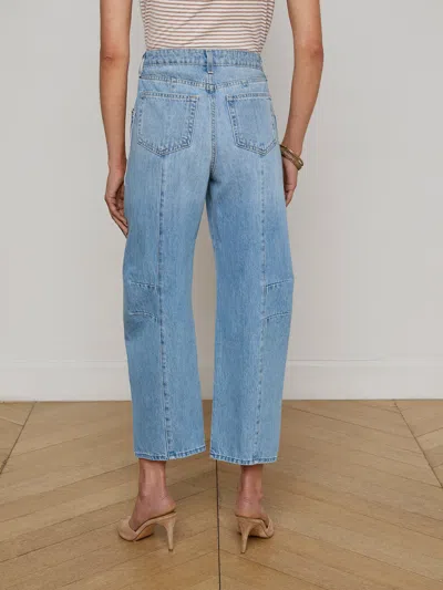 L Agence Cody Cropped Barrel-leg Jean In Blue