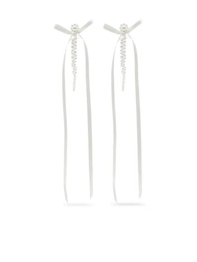 Simone Rocha Ribbon Bow Drip Earrings In White