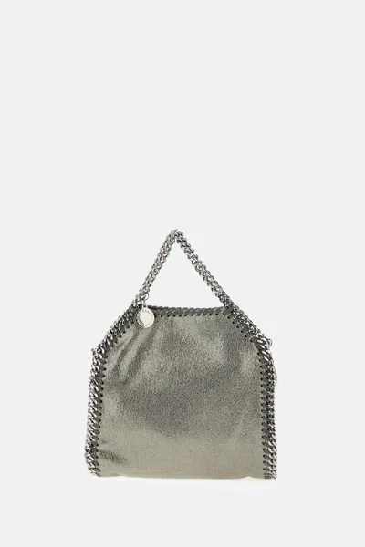 Stella Mccartney Falabella Micro Tote In Grey Polyester In Silver