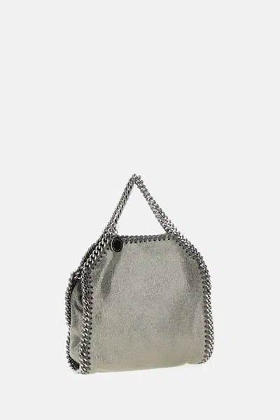 Stella Mccartney Falabella Micro Tote In Grey Polyester In Silver