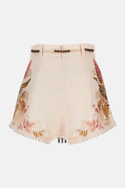 Zimmermann Ascension Linen Tuck Shorts In Neutral