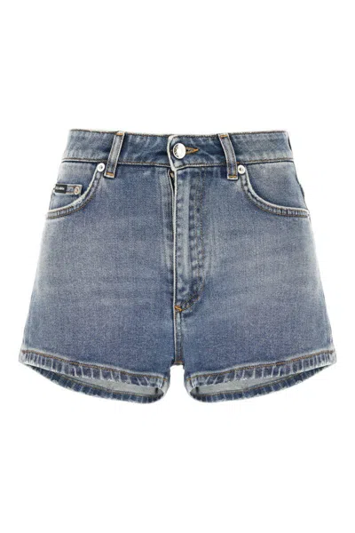 Dolce & Gabbana Denim Shorts With Back Pockets And Belt Loops In Blue